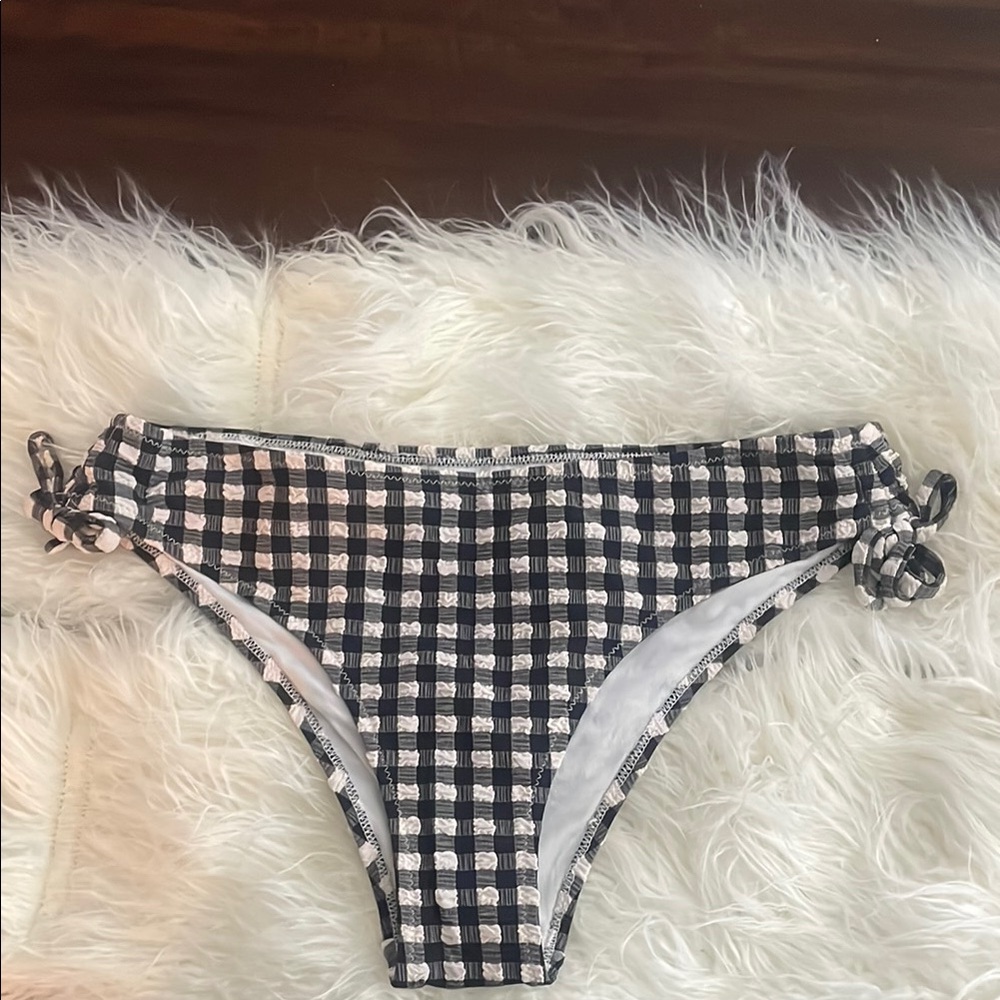 New Aerie Cheeky Black and White Checkered Bikini Bottom Size Small